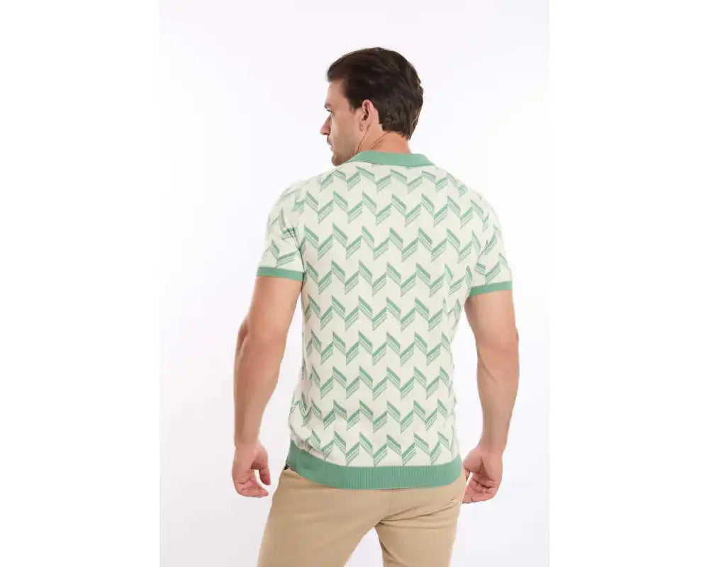 V-Neck Slip On Chevron Polo Shirt