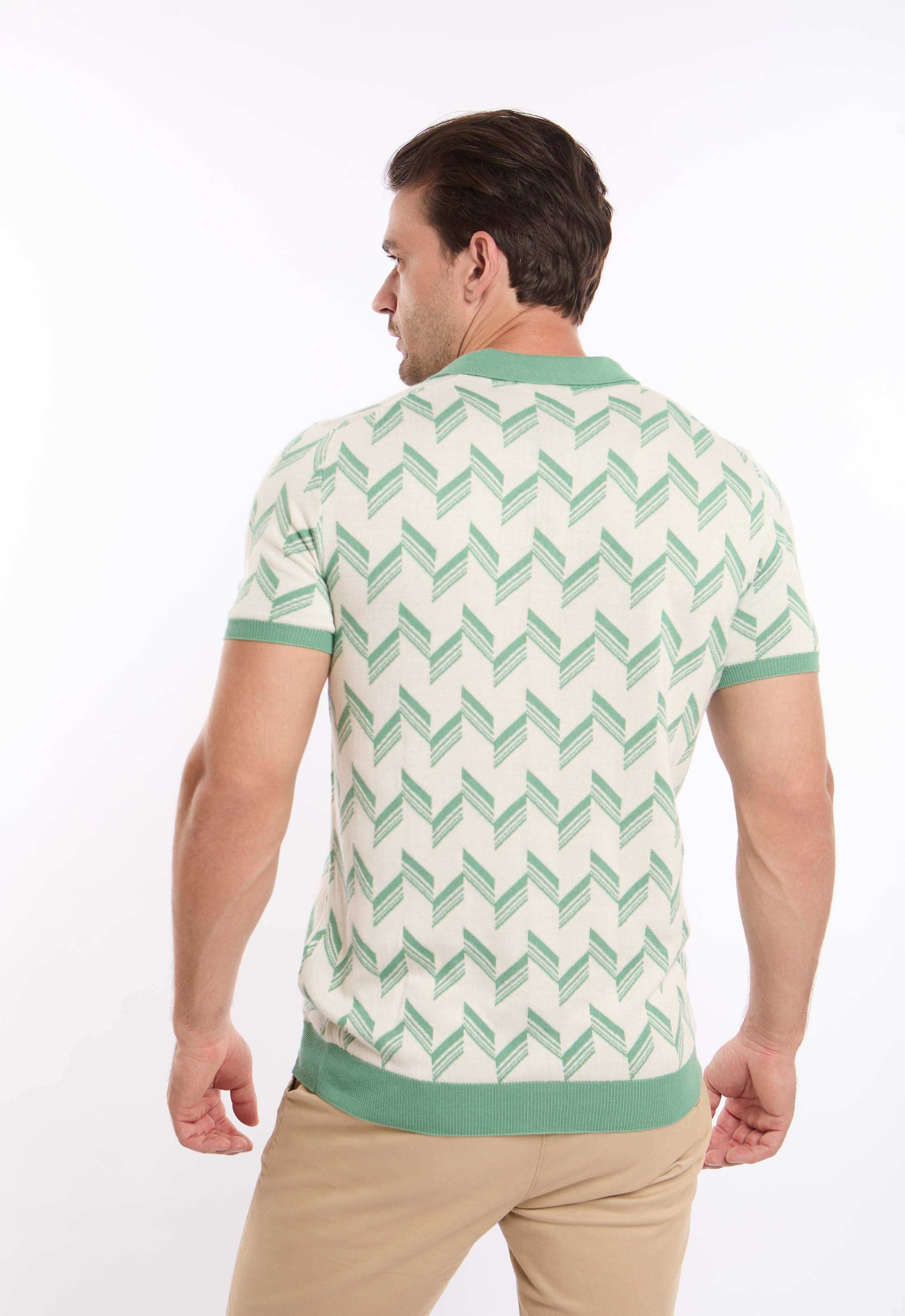 V-Neck Slip On Chevron Polo Shirt