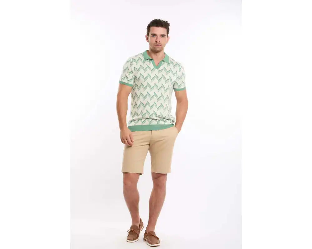 V-Neck Slip On Chevron Polo Shirt