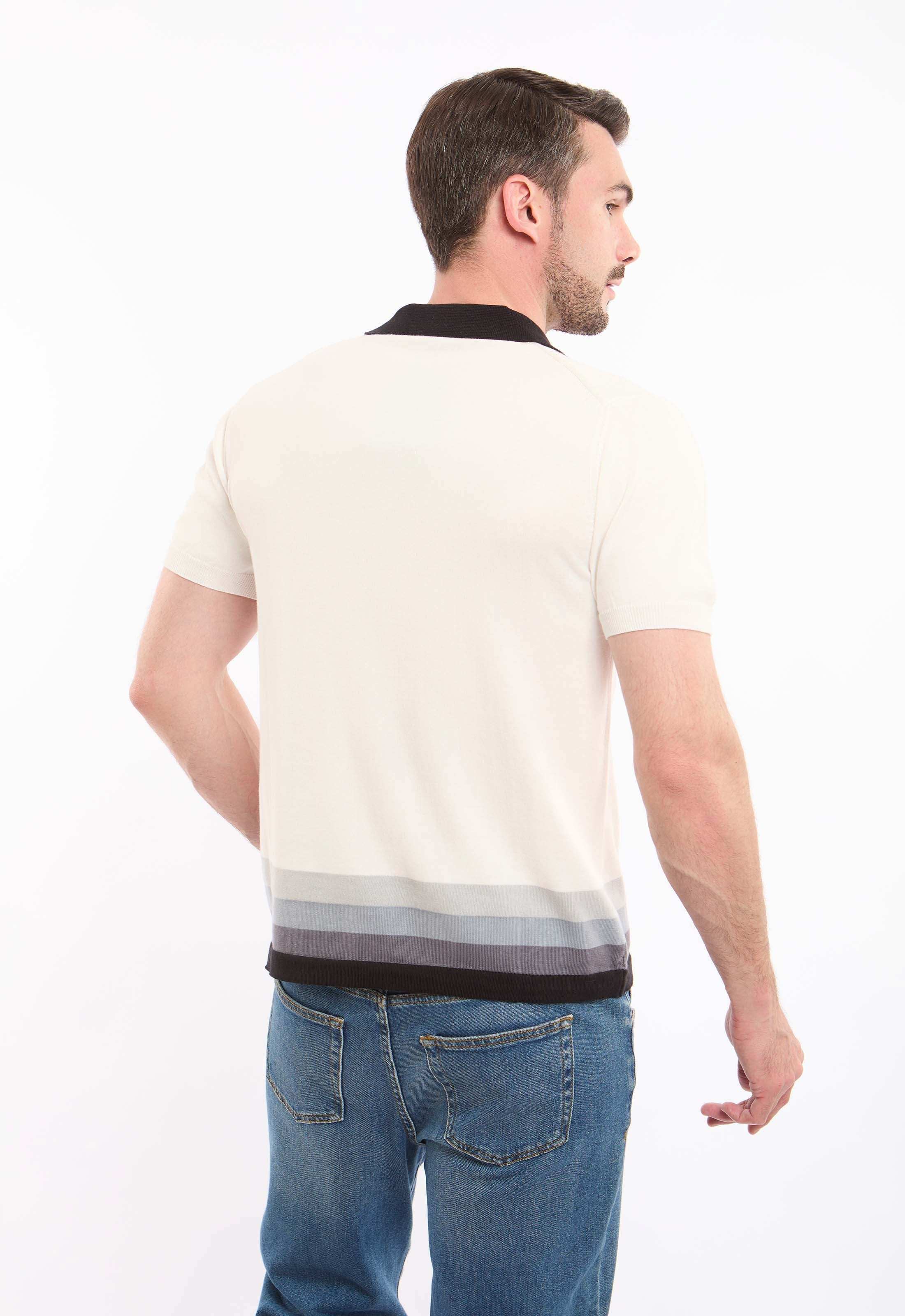 قميص محبوك بياقة قابلة للطي