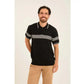 Casual Striped Chest Zipped Polo Shirt