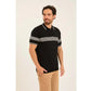 Casual Striped Chest Zipped Polo Shirt