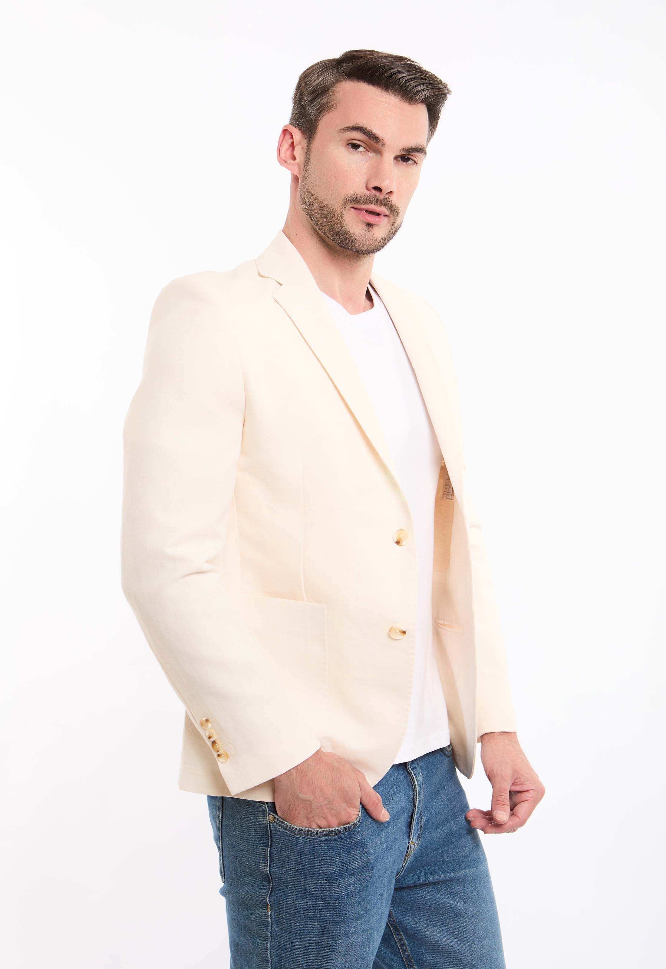 بليزر مصمم قصير كتان-قطن