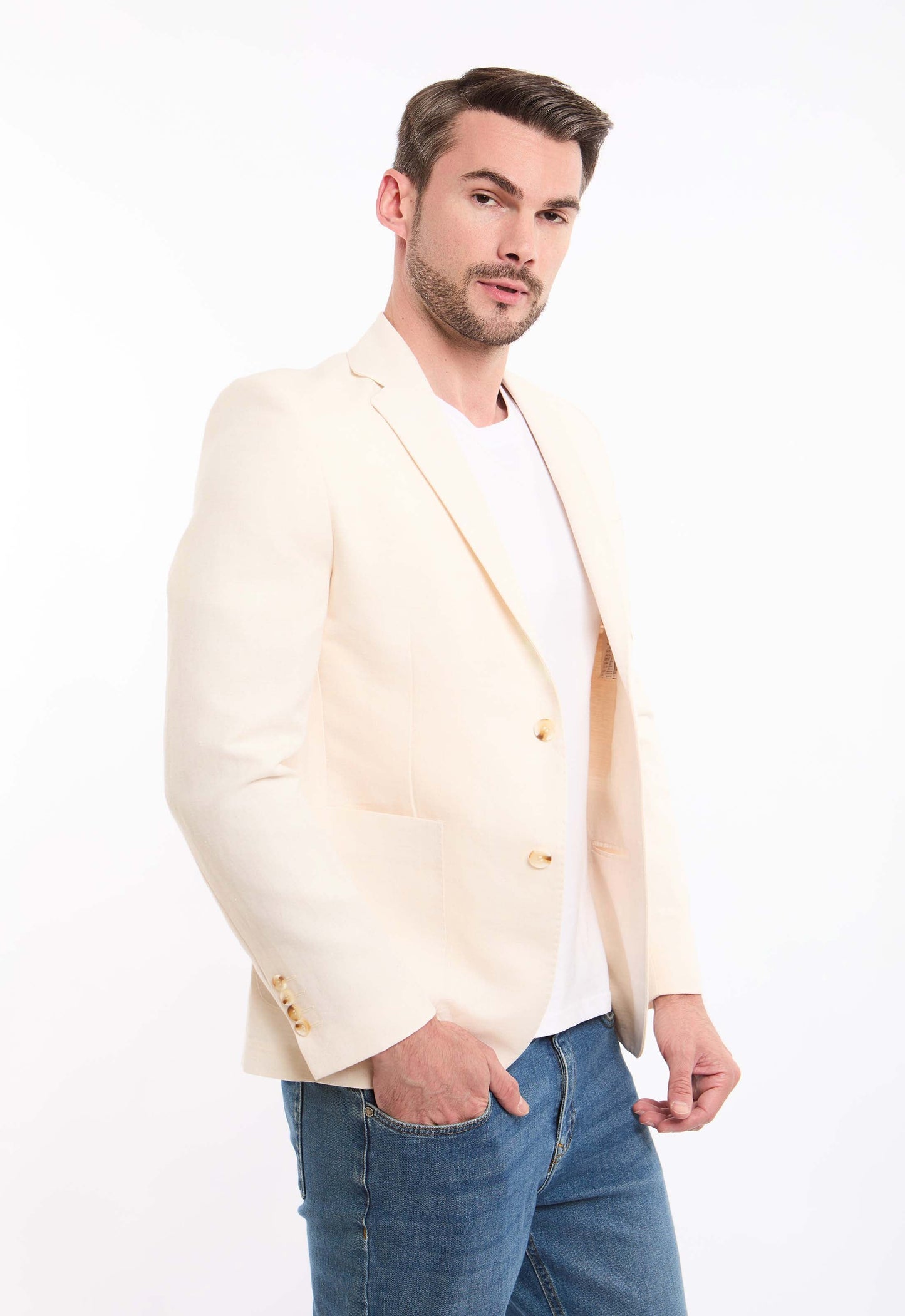 بليزر مصمم قصير كتان-قطن