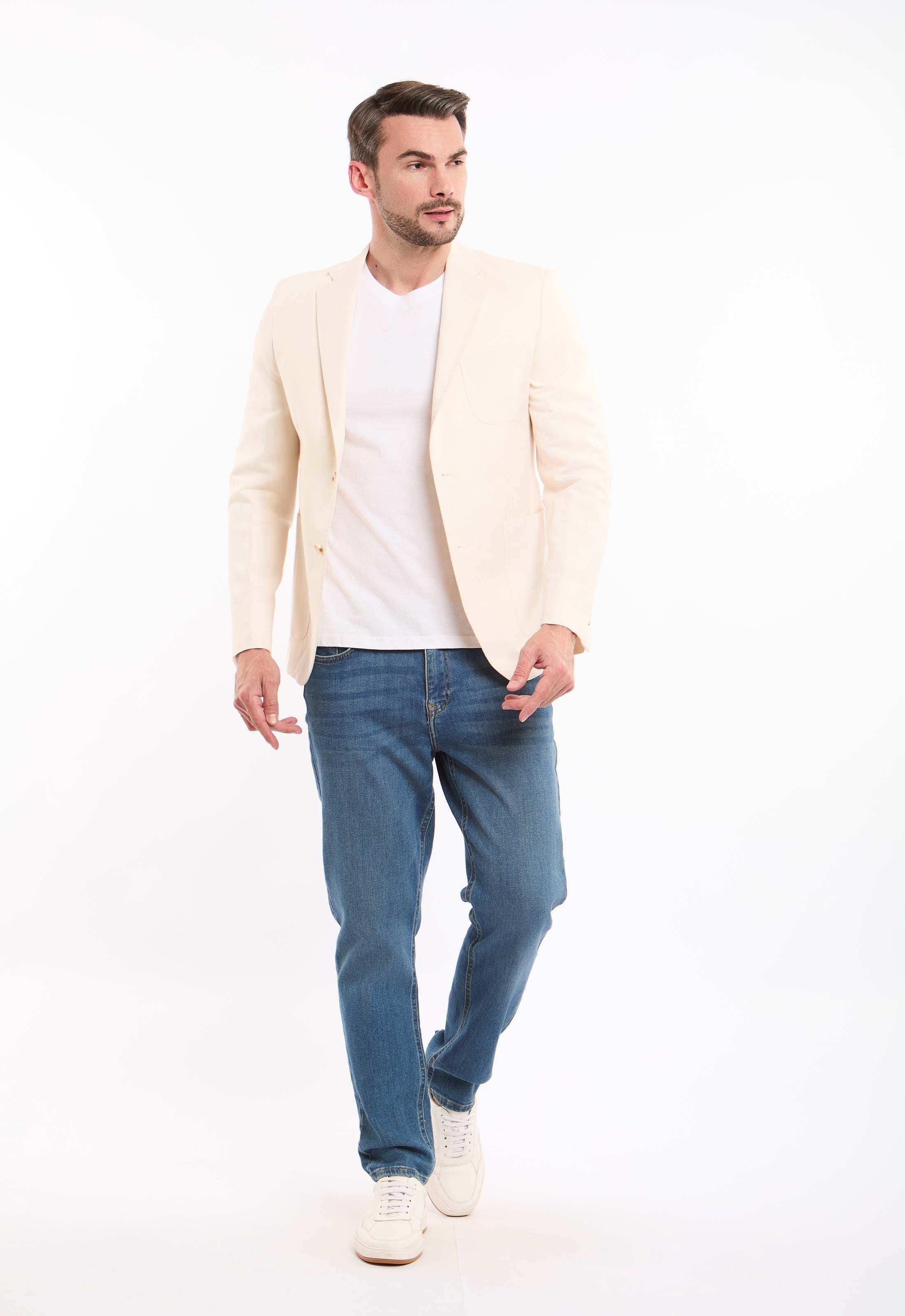 بليزر مصمم قصير كتان-قطن