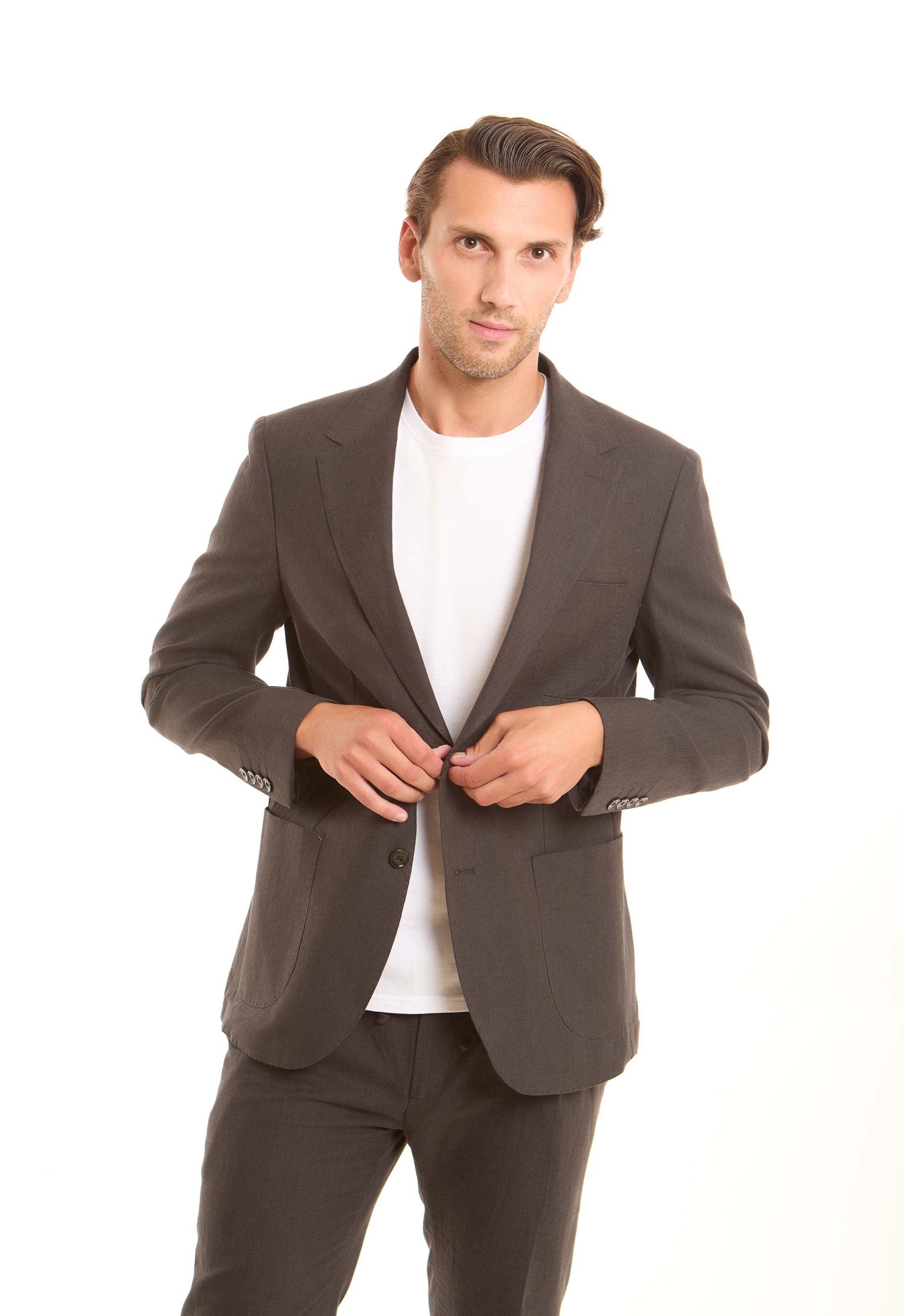 Linen-Cotton Modern Single-Breasted Blazer