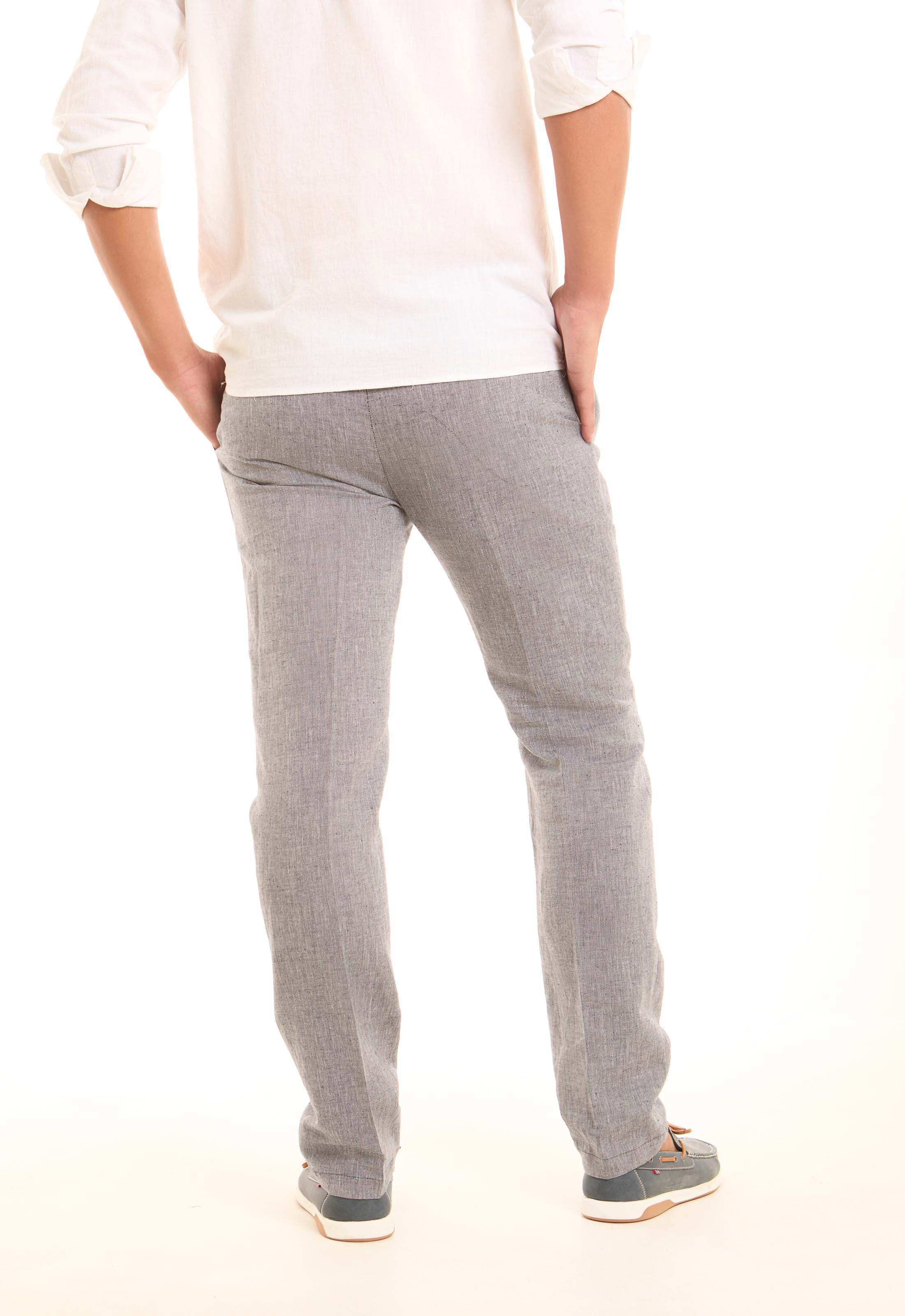 Linen-Cotton Straight Pants