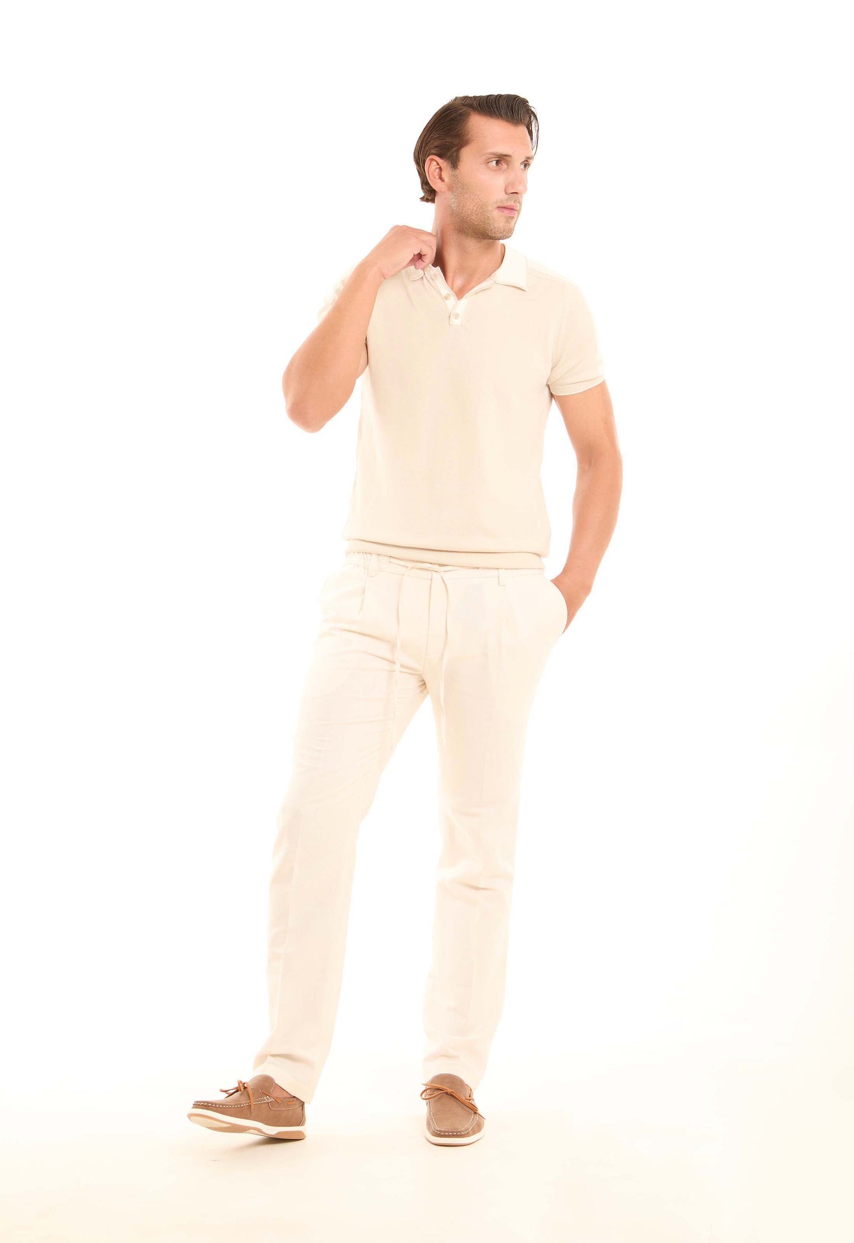 Linen-Cotton Straight Pants