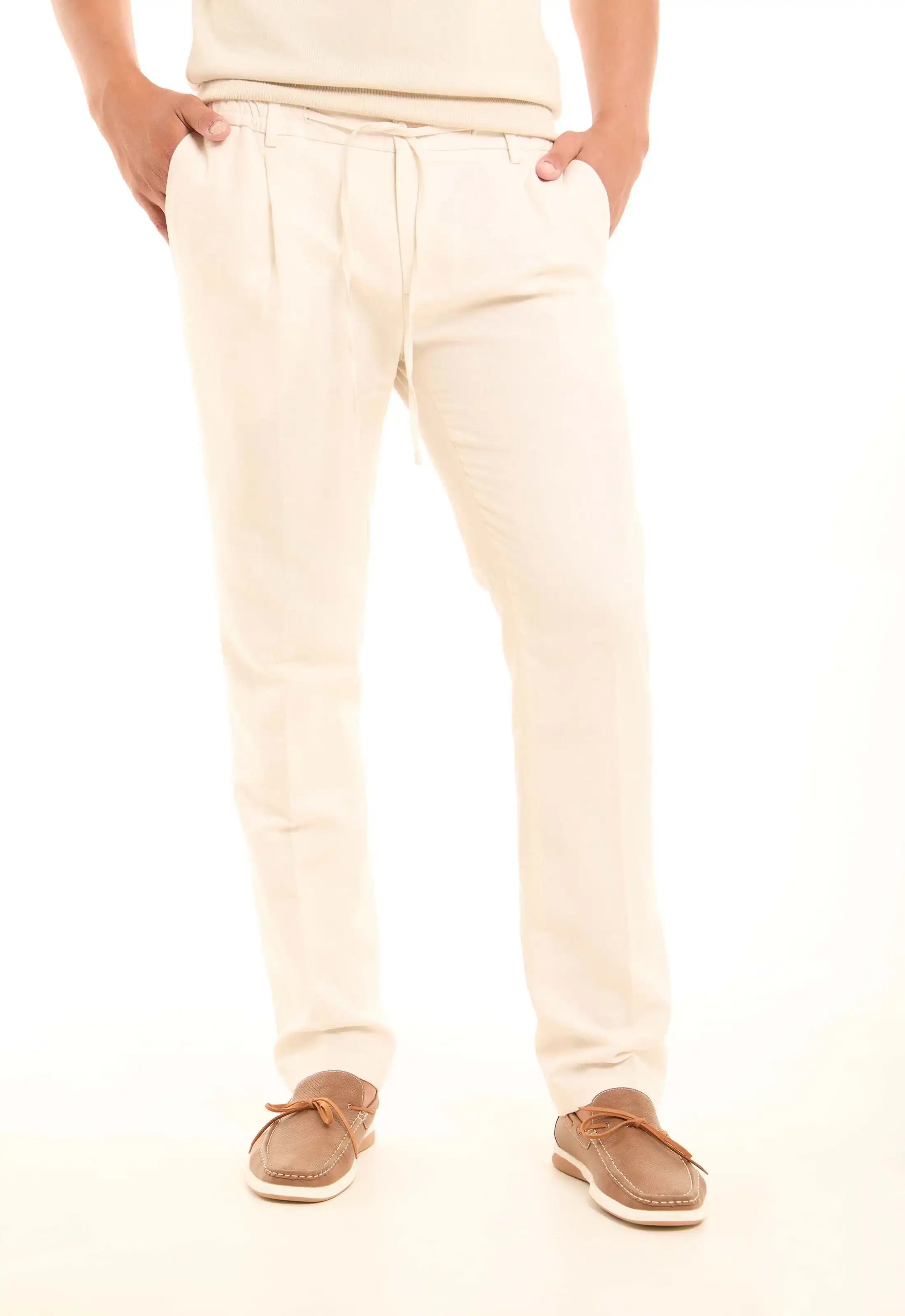 Linen-Cotton Straight Pants
