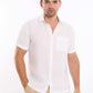 Textured Linen Short Sleeves Shirt with Pocket