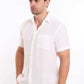 Textured Linen Short Sleeves Shirt with Pocket