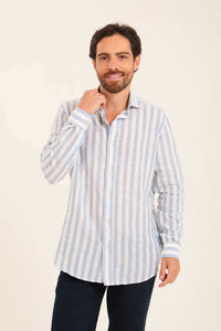 Dual-Tone Striped Long Sleeves Shirt