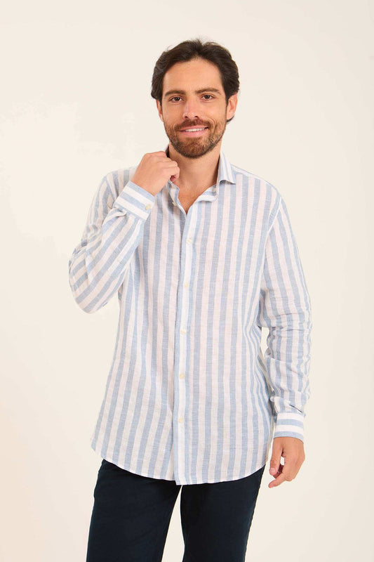 Dual-Tone Striped Long Sleeves Shirt