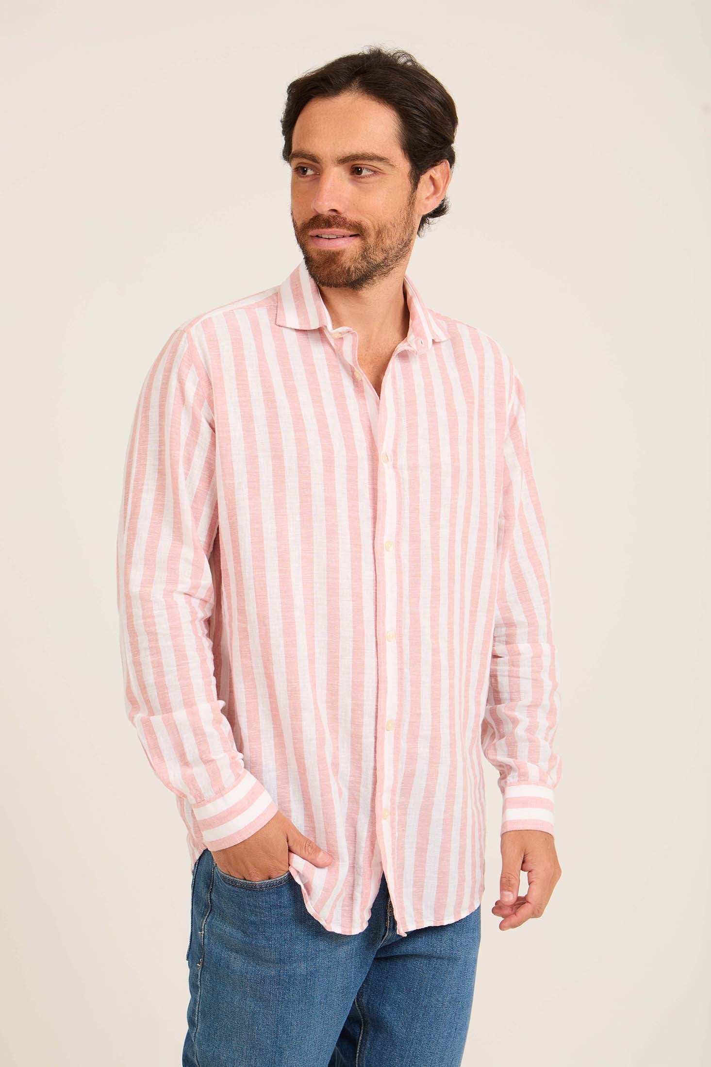 Dual-Tone Striped Long Sleeves Shirt