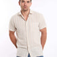 Short Sleeves Striped Shirt with Front Pocket
