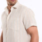 Short Sleeves Striped Shirt with Front Pocket