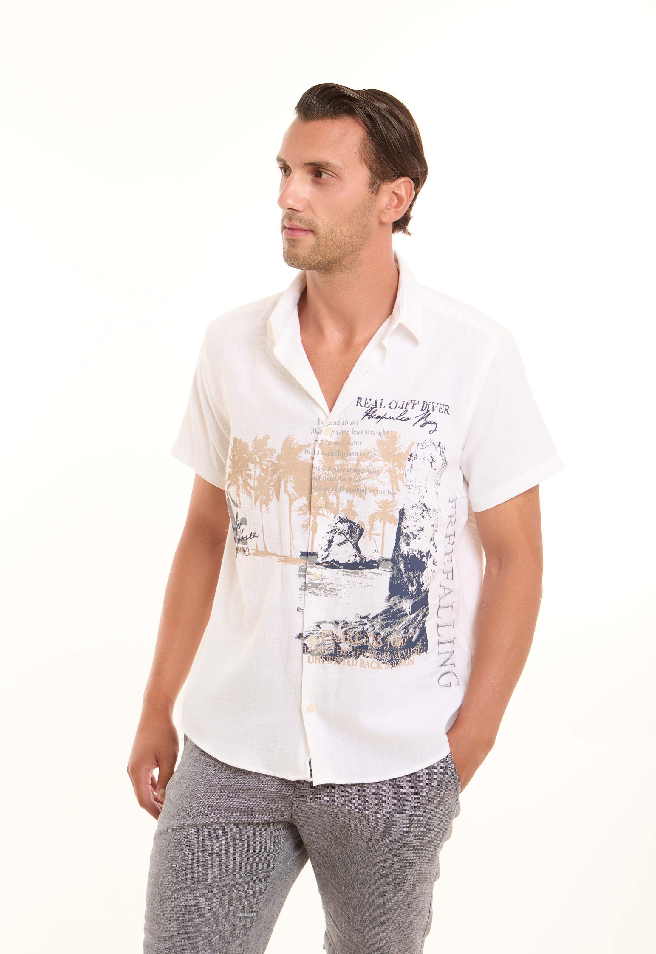 Printed Regular Fit Shirt with Classic Collar