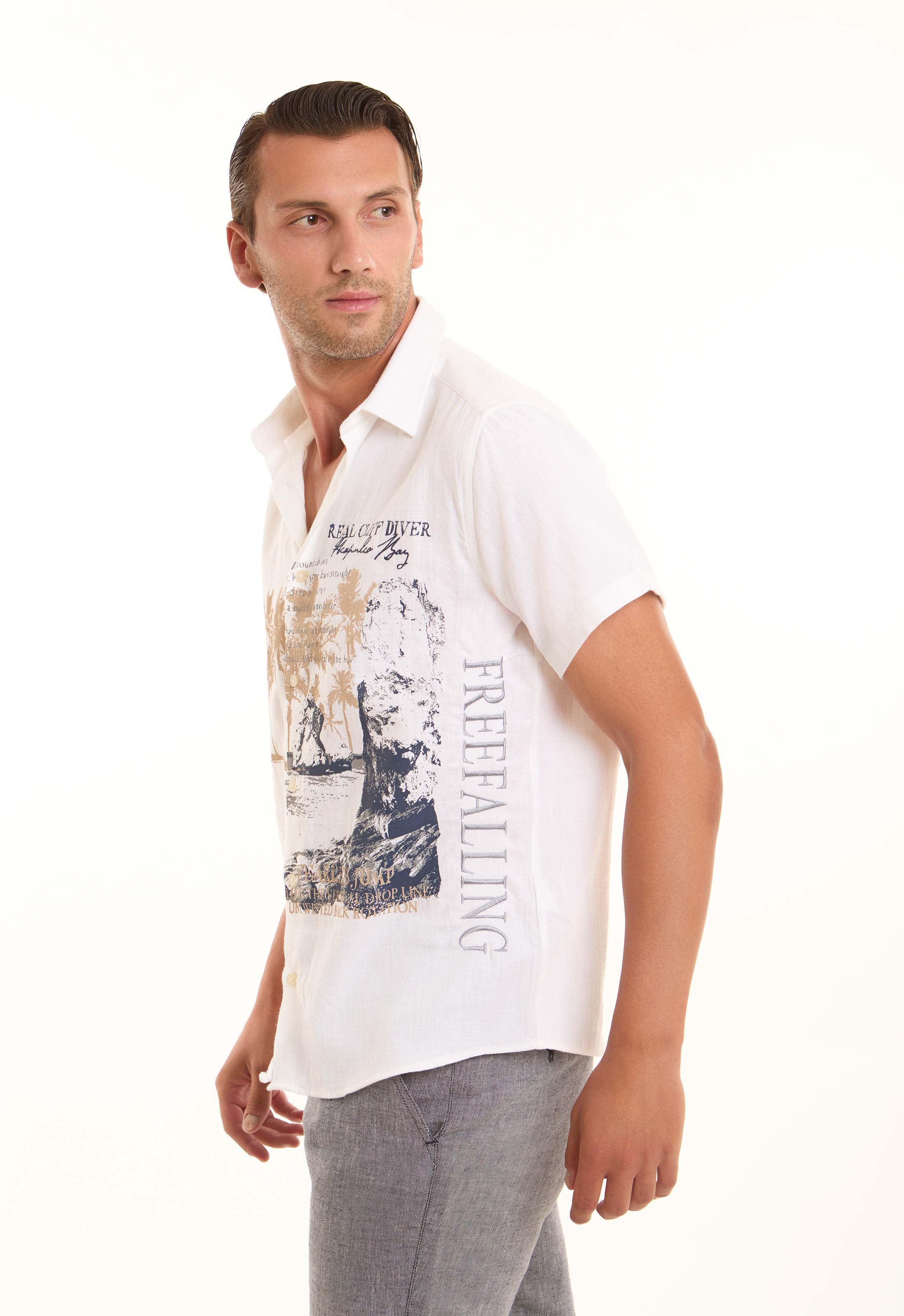 Printed Regular Fit Shirt with Classic Collar