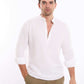 Half Buttons Mandarin Collar Cotton Shirt