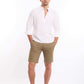 Half Buttons Mandarin Collar Cotton Shirt