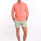 Half Buttons Mandarin Collar Cotton Shirt