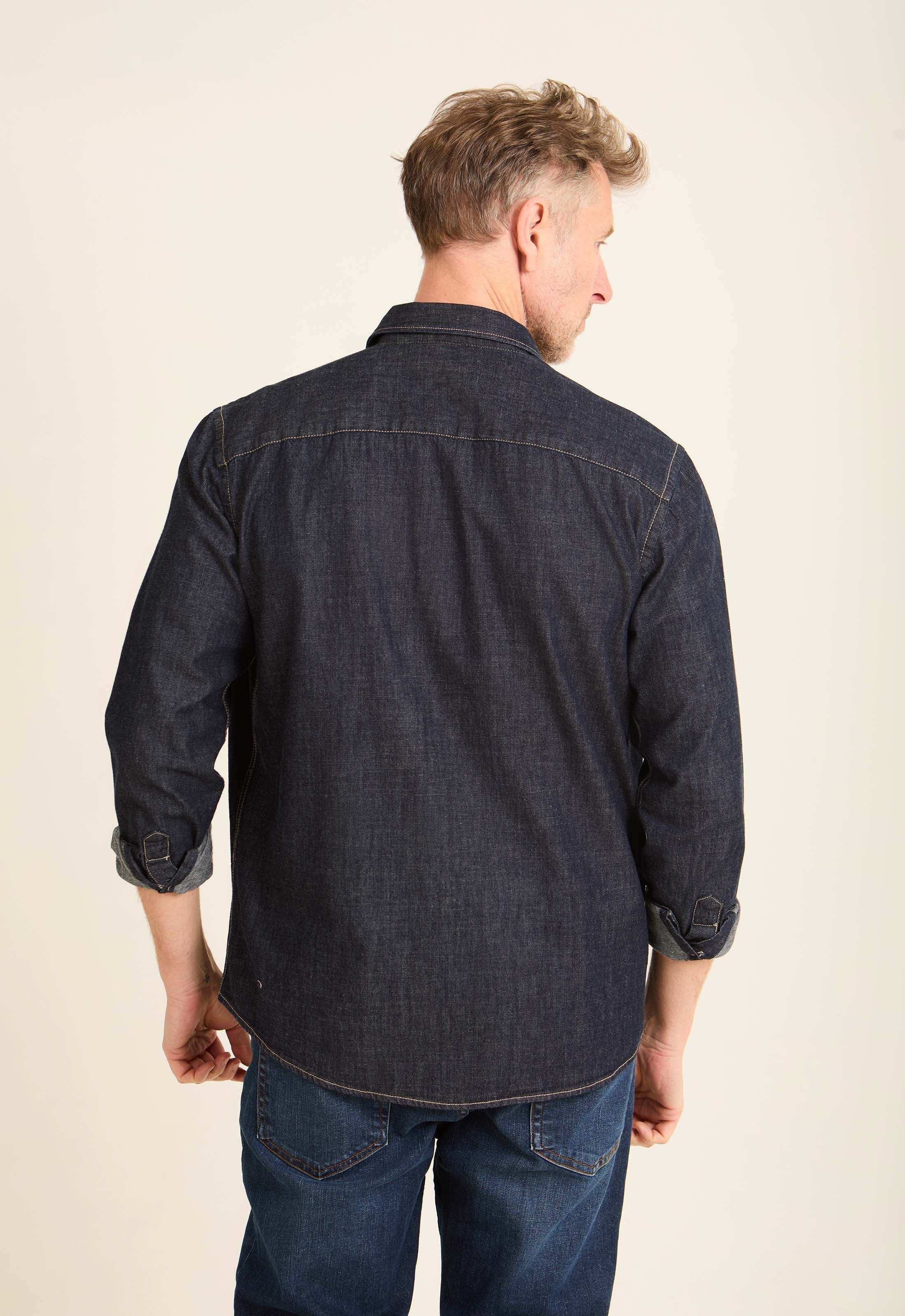 Dark Linen Shirt with Front Pockets