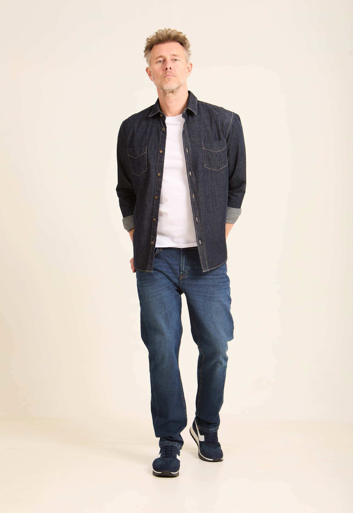 Dark Linen Shirt with Front Pockets