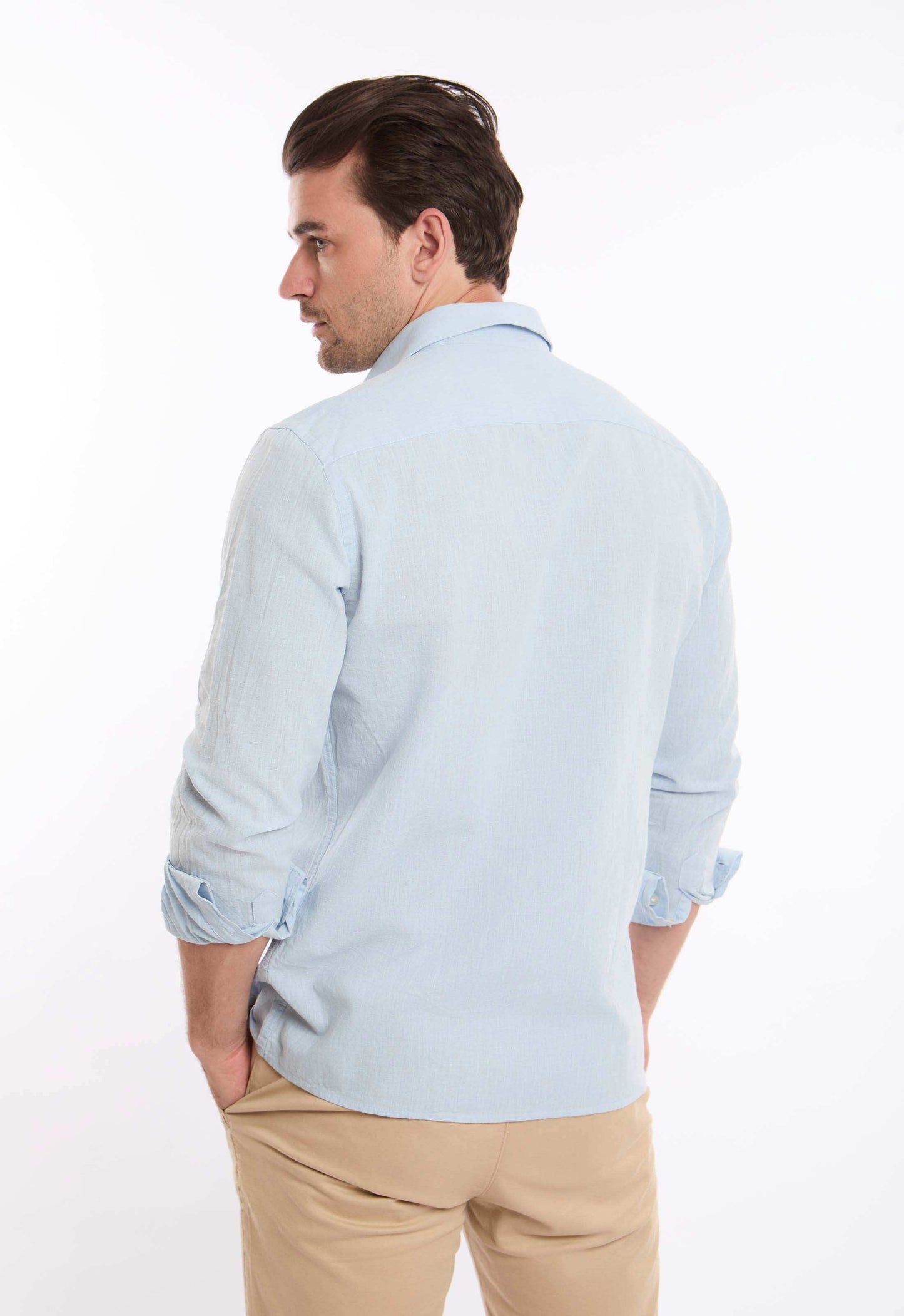 قميص قطن نقشة مزخرفة بقصة عادية