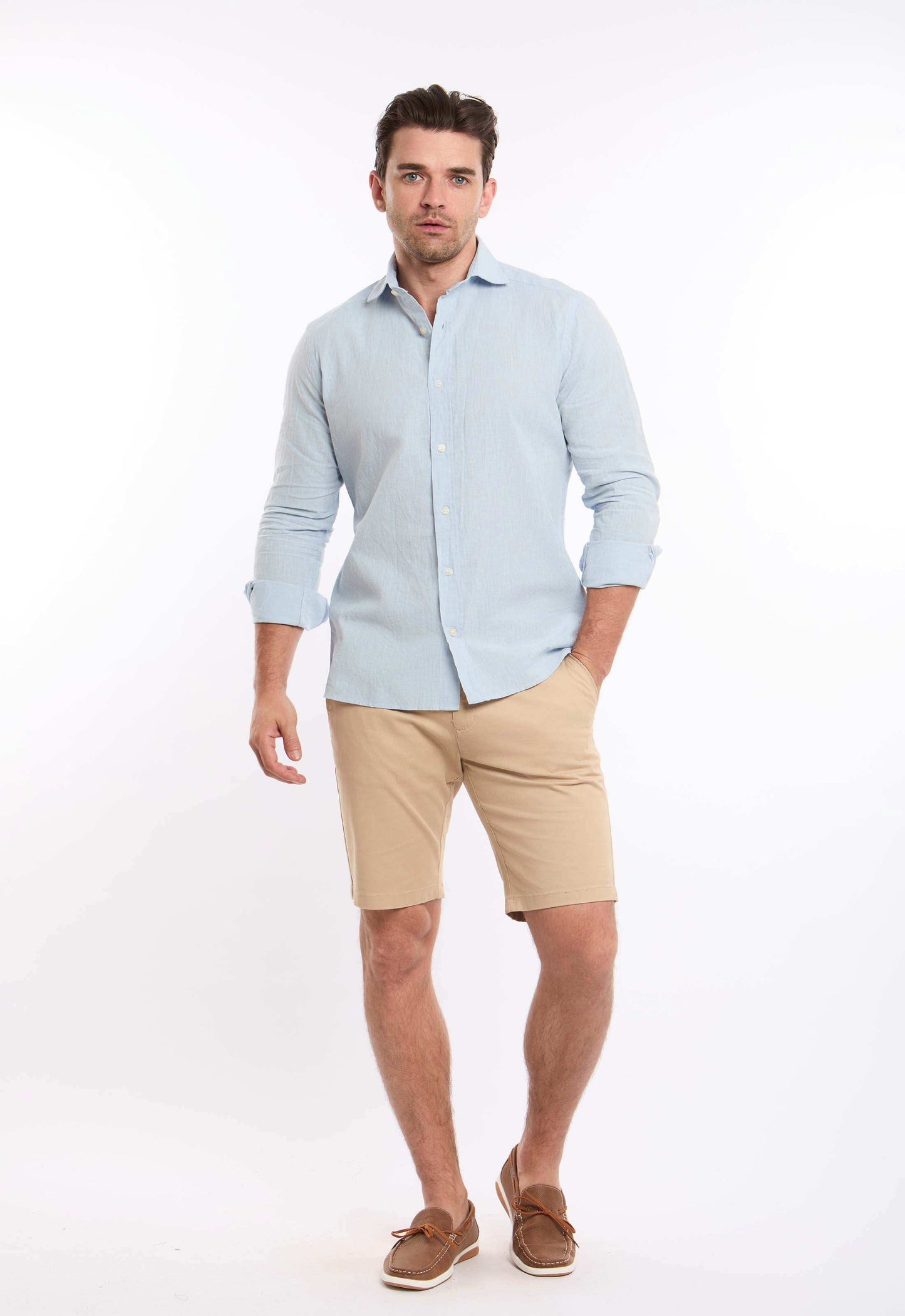 قميص قطن نقشة مزخرفة بقصة عادية