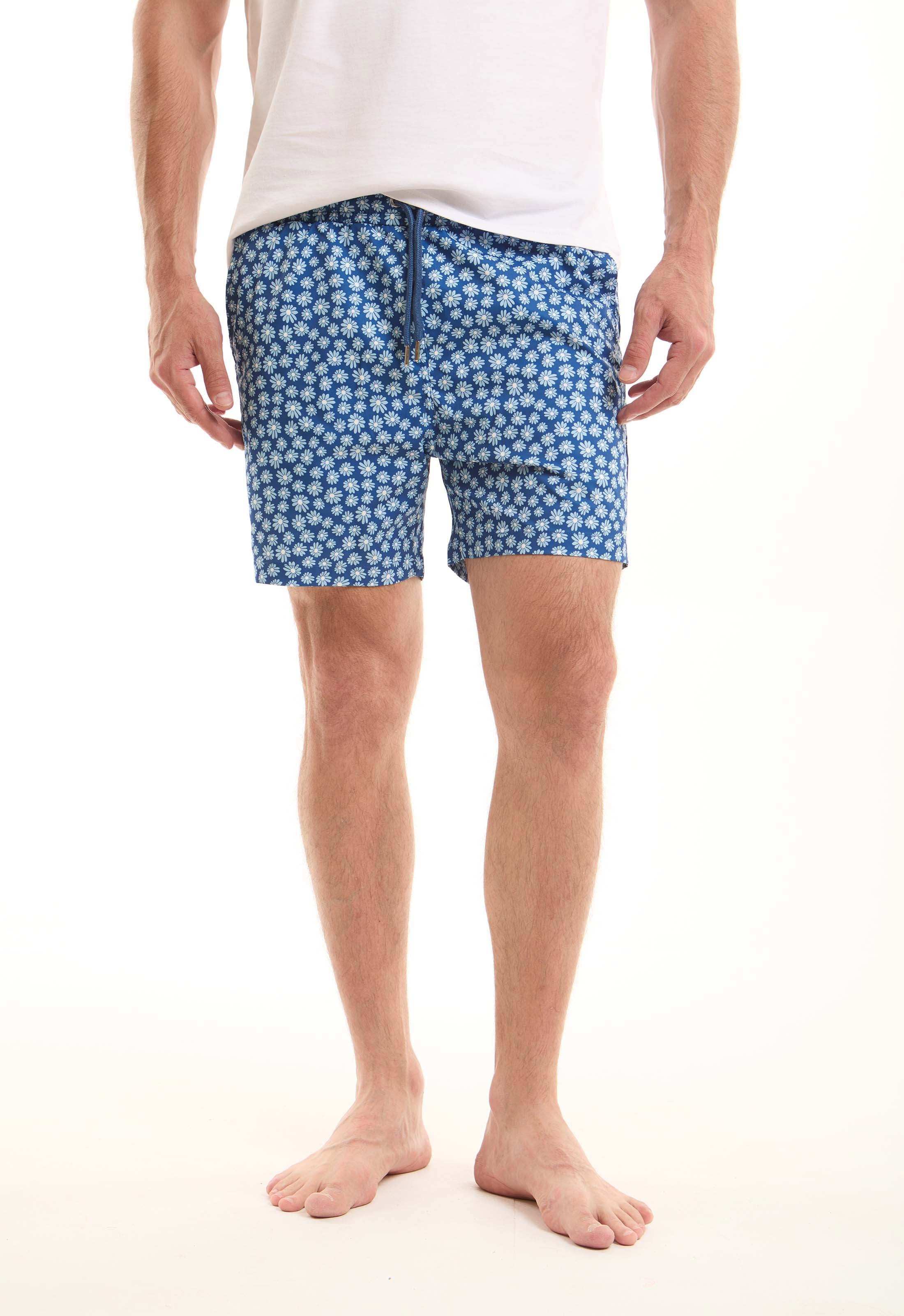 Floral Slip On Cotton Swim Shorts