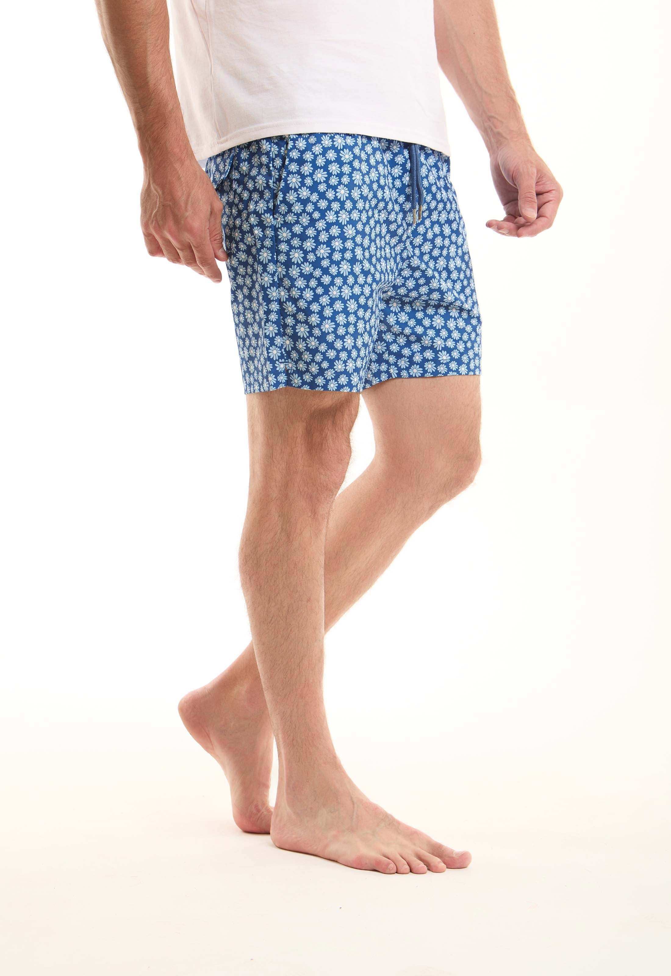 Floral Slip On Cotton Swim Shorts