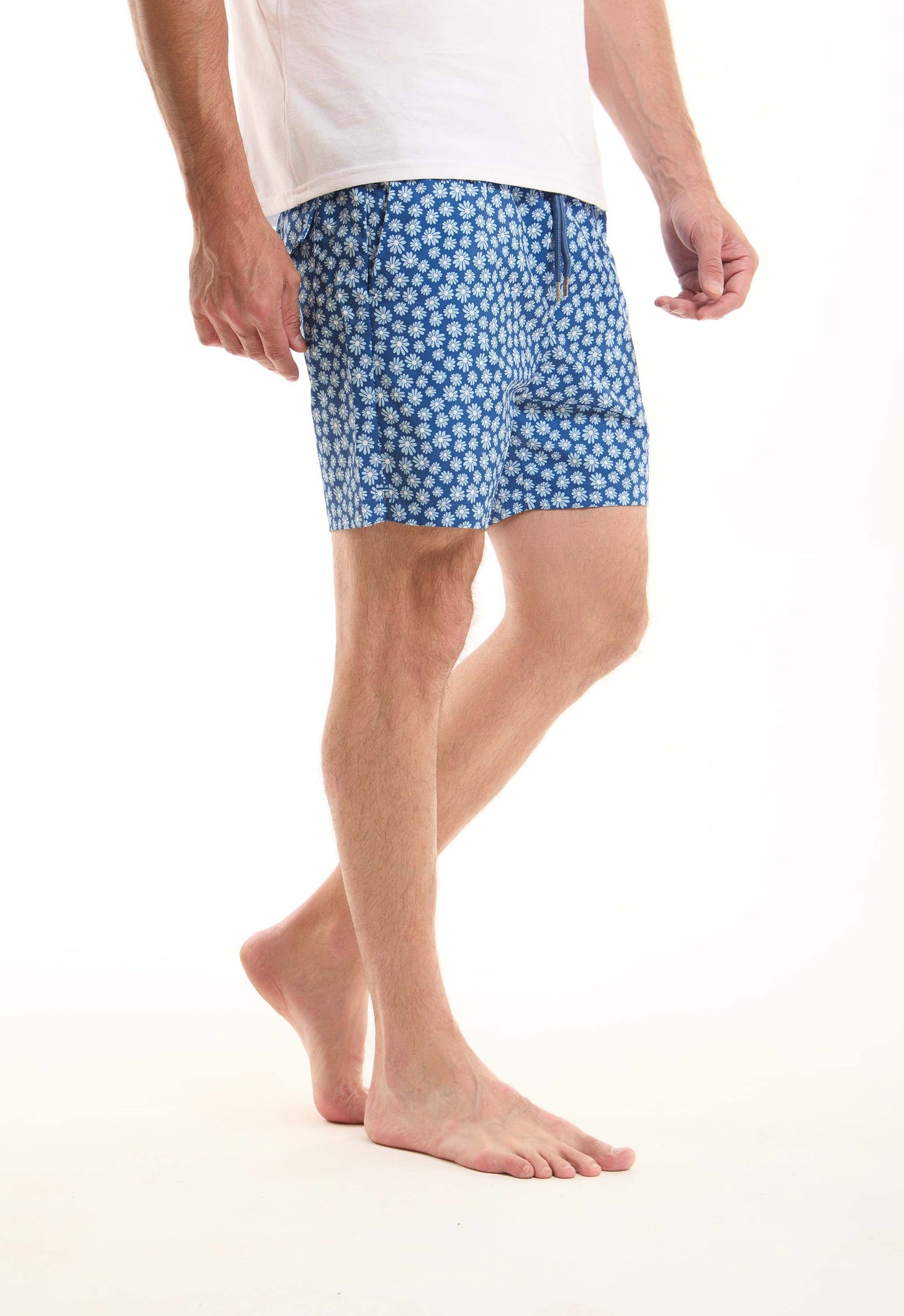 Floral Slip On Cotton Swim Shorts