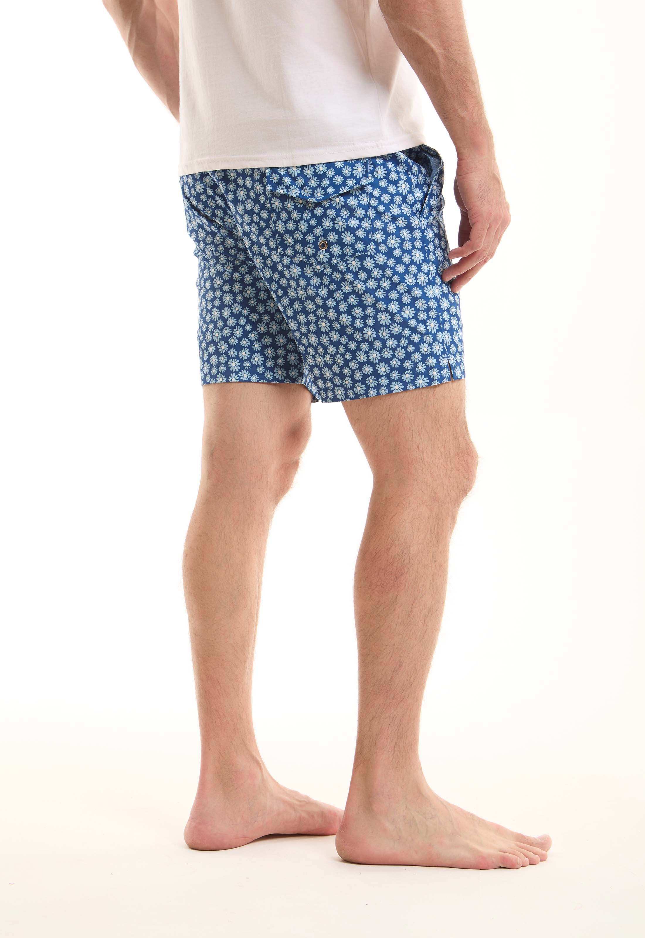 Floral Slip On Cotton Swim Shorts