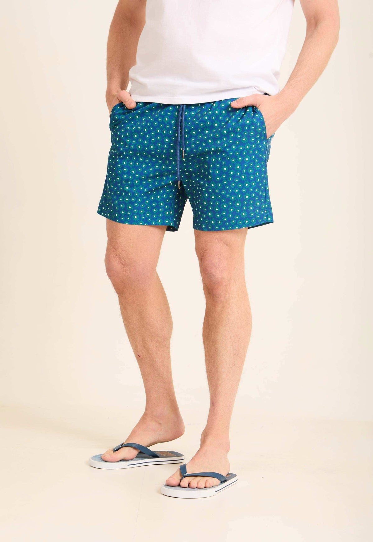 Floral Swim Shorts with Side Pockets