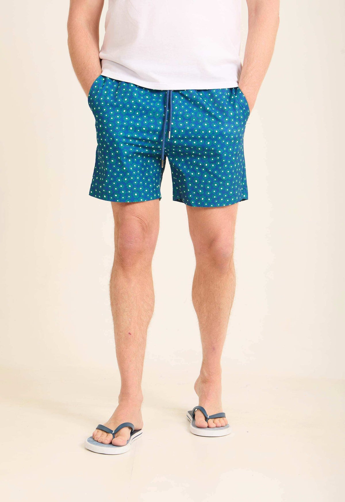 Floral Swim Shorts with Side Pockets
