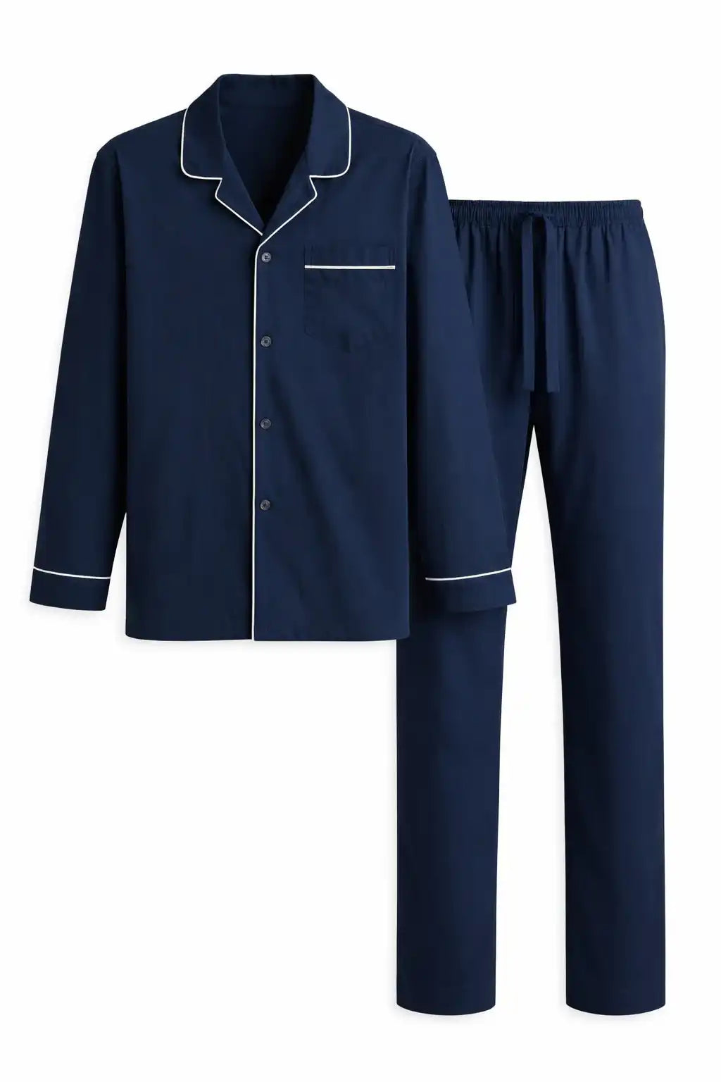 Solid Classic Pajama Set with Pockets