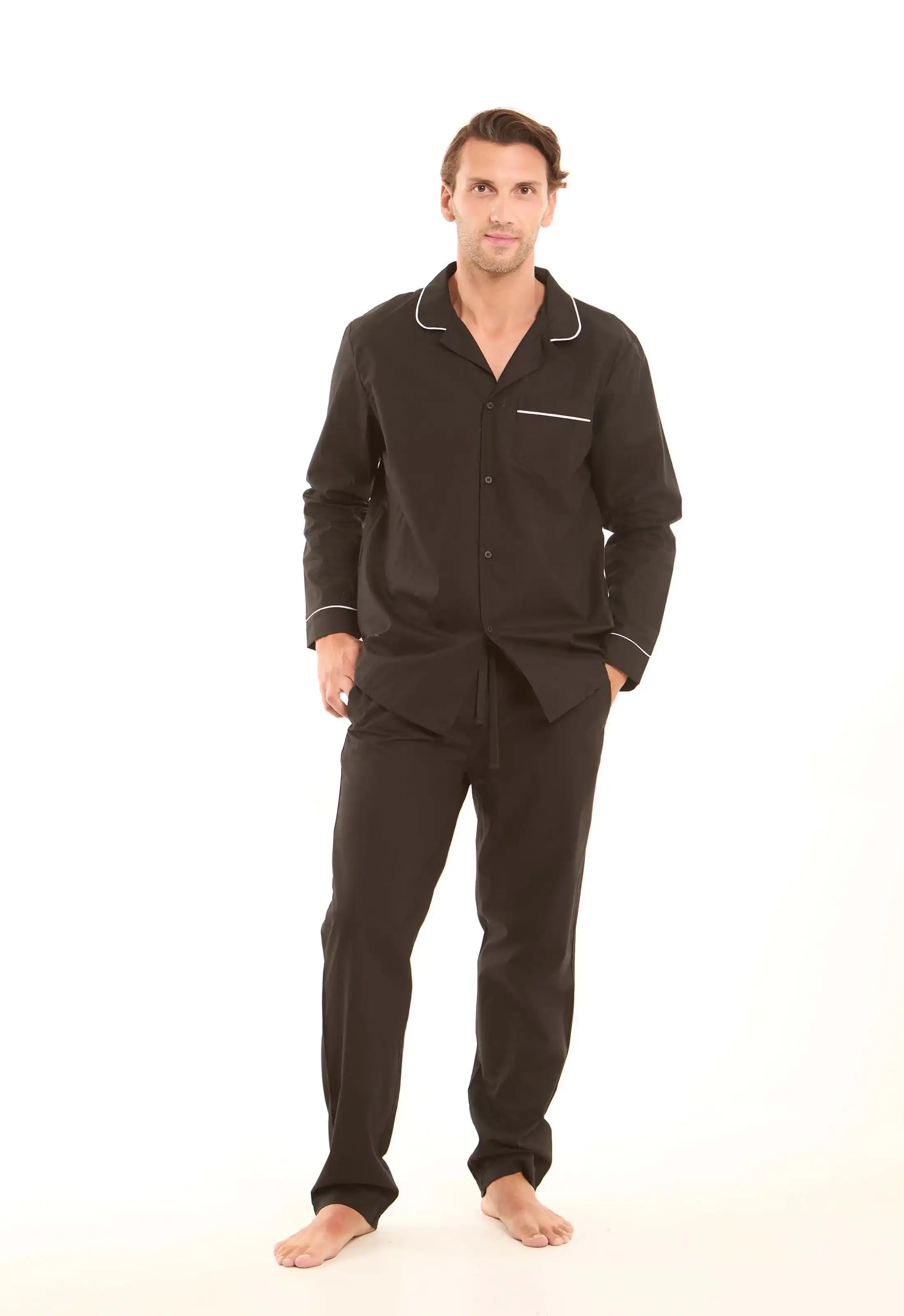 Solid Classic Pajama Set with Pockets
