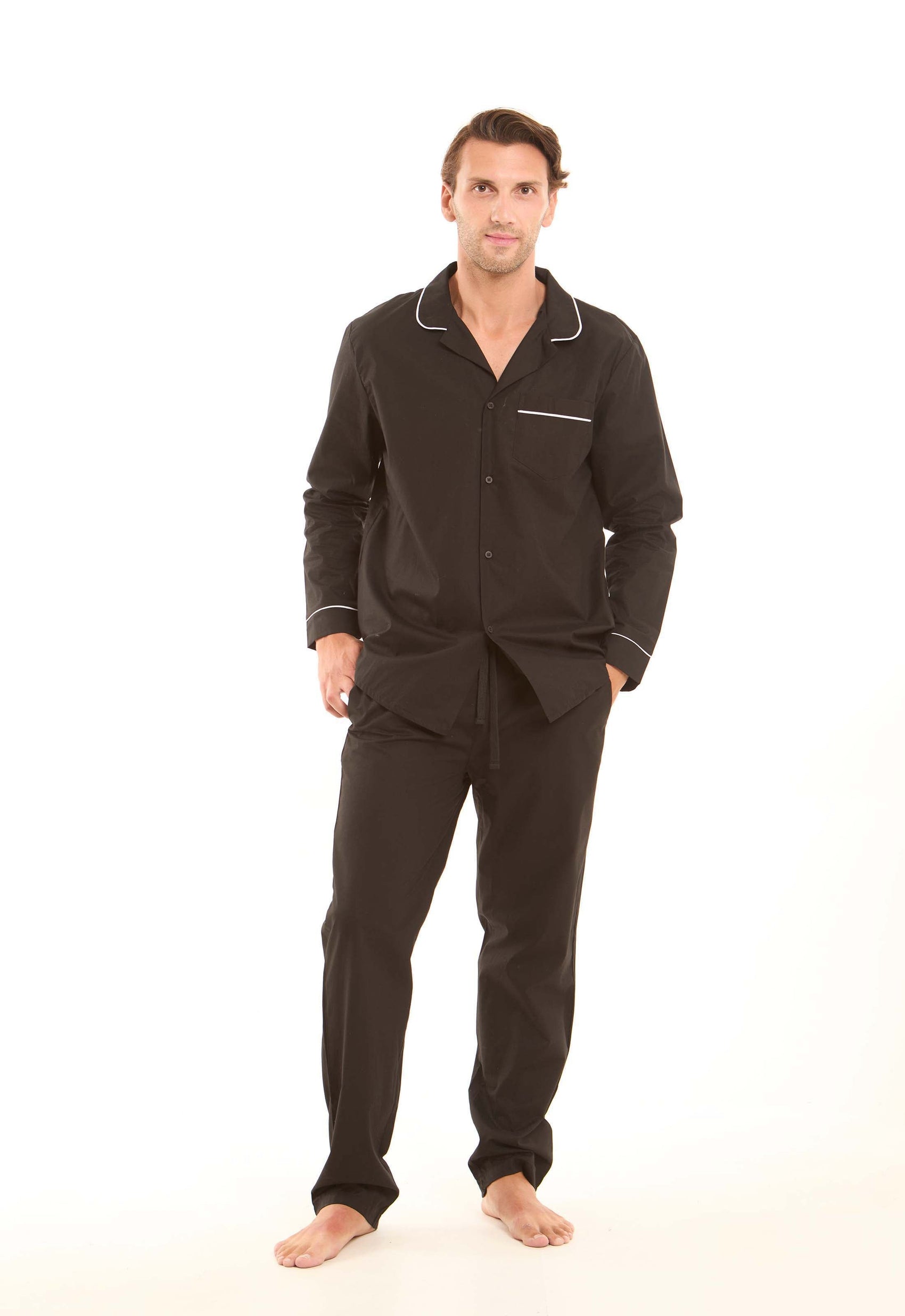 Solid Classic Pajama Set with Pockets