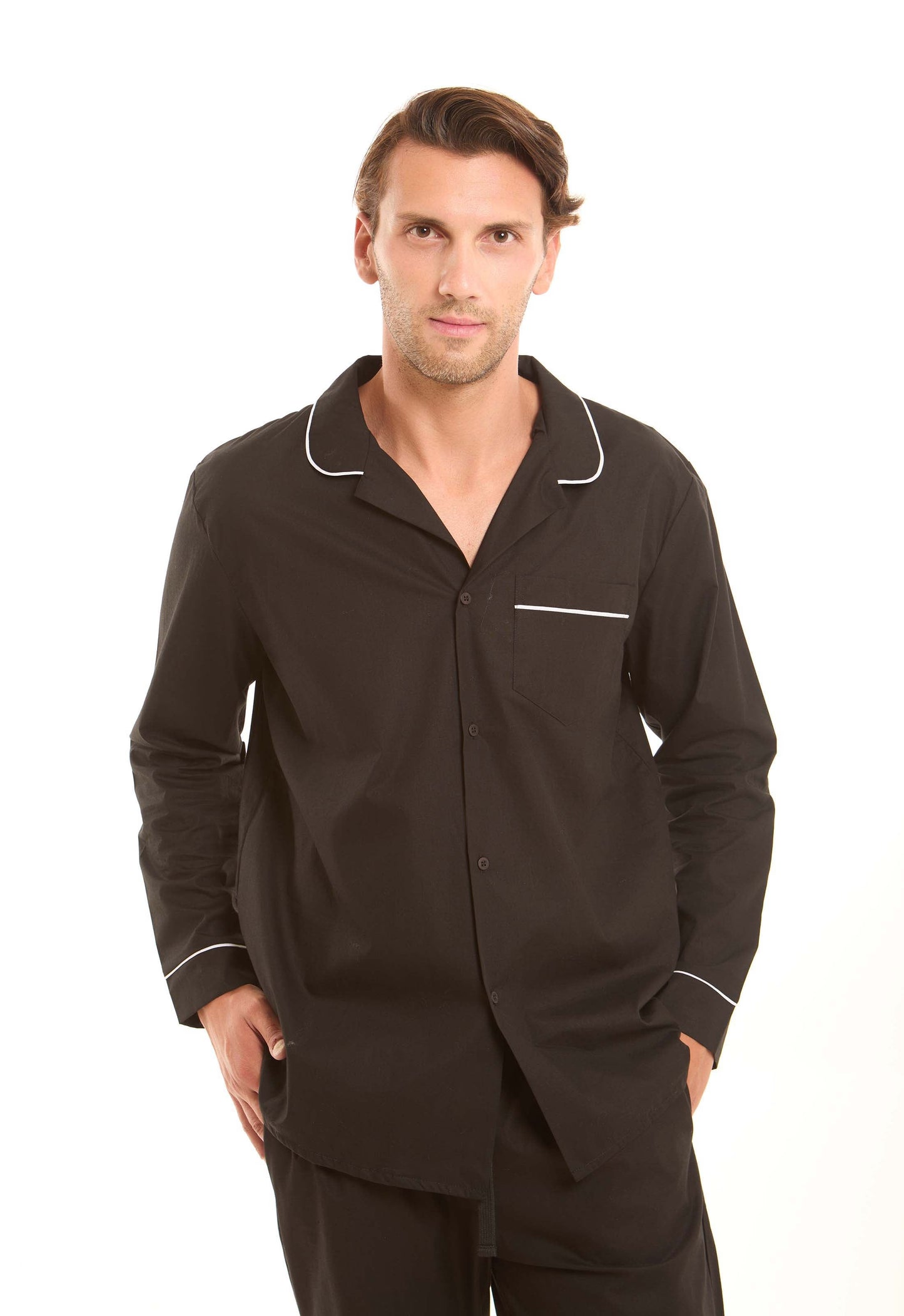 Solid Classic Pajama Set with Pockets