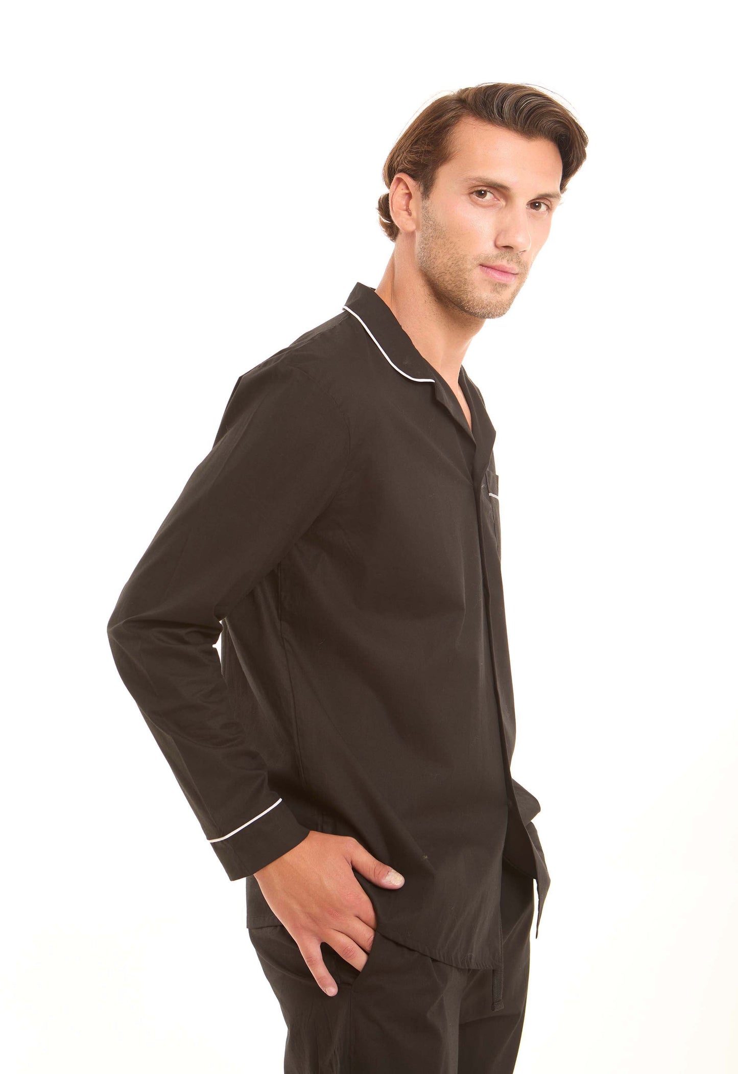 Solid Classic Pajama Set with Pockets