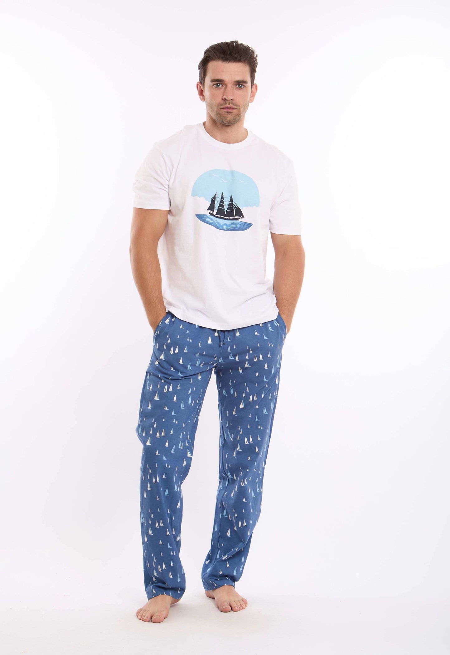 Printed Tee & Patterned Pants Pajama Set