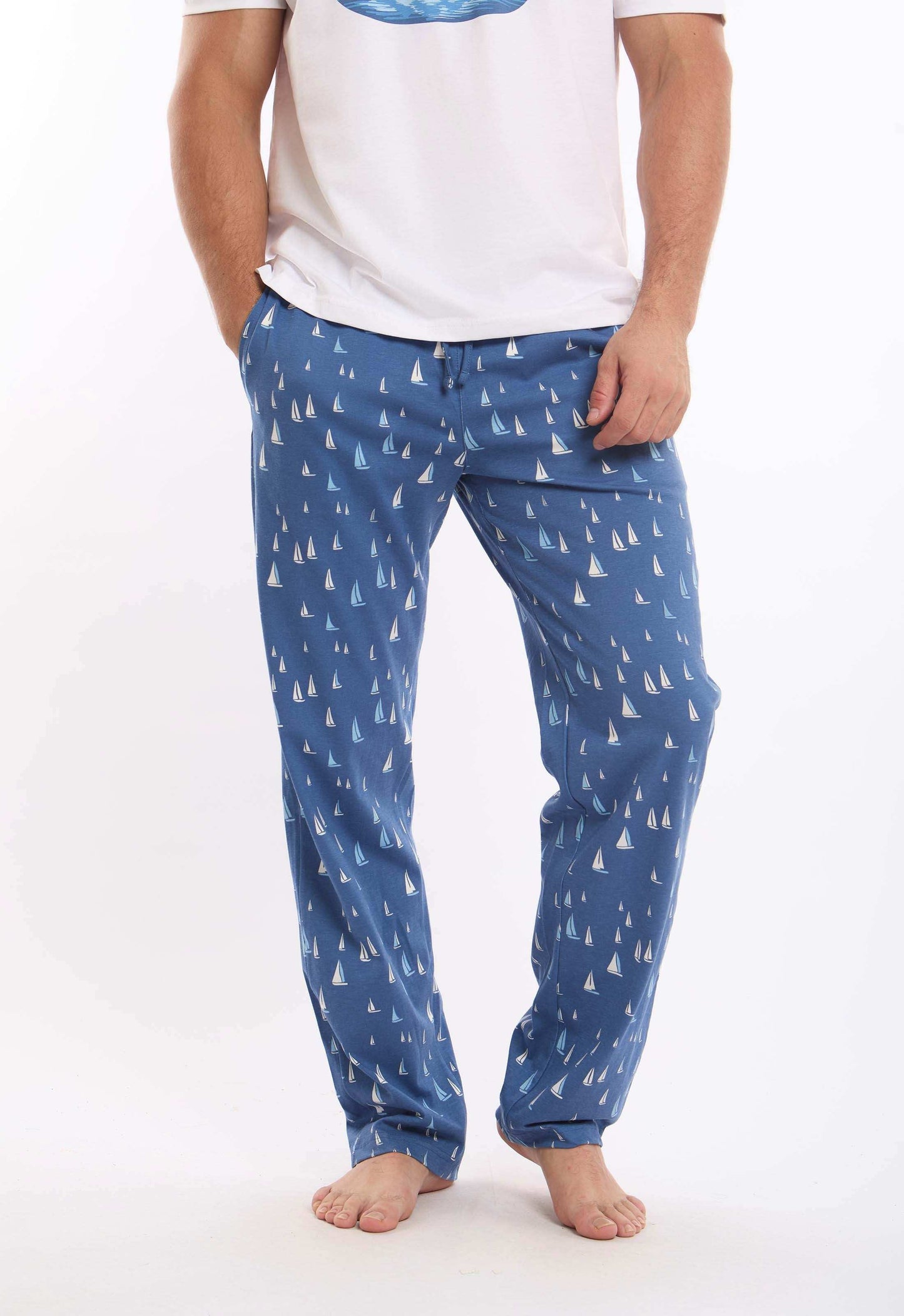 Printed Tee & Patterned Pants Pajama Set