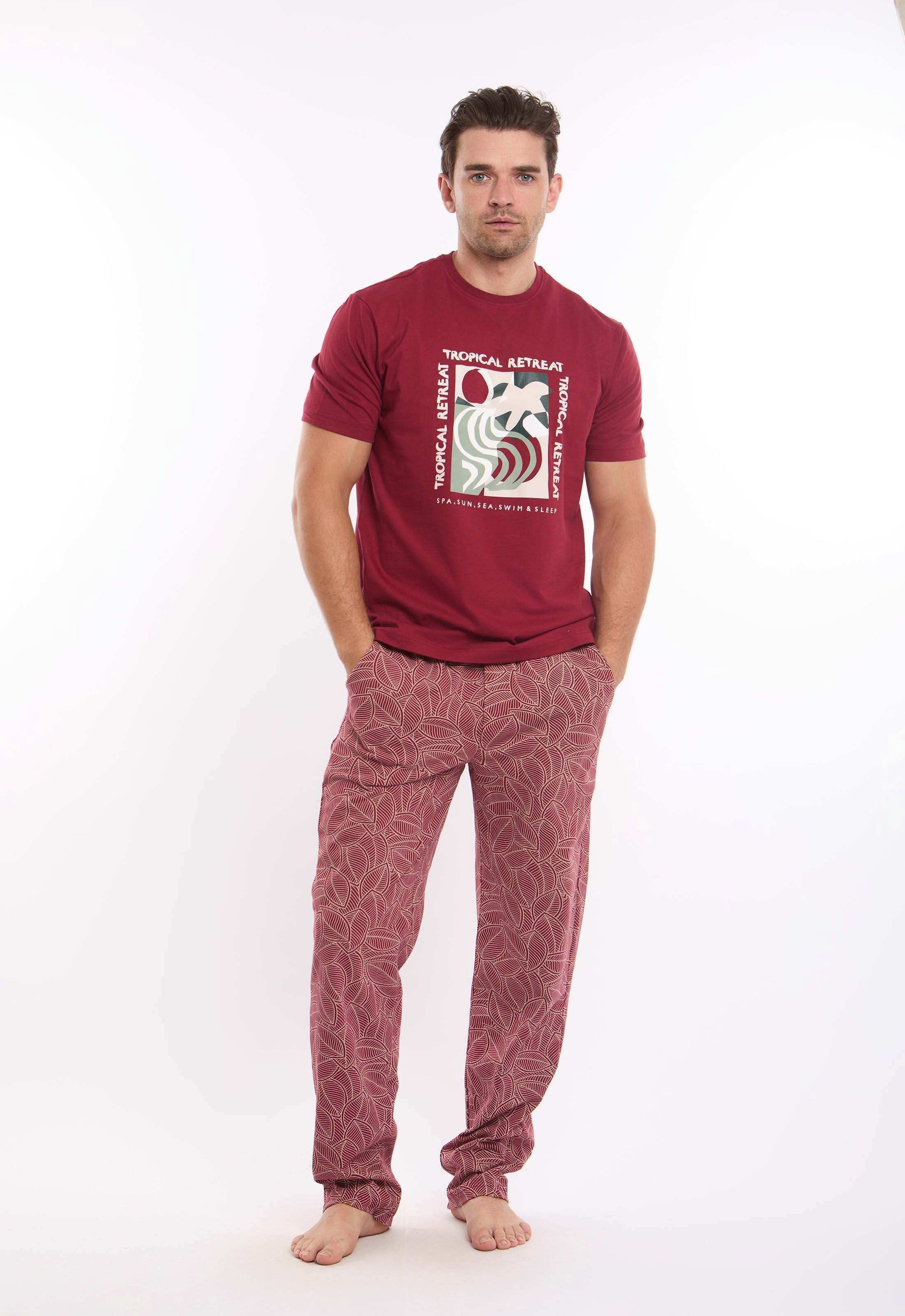 Short Sleeves Tee & Patterned Pants Pajama Set