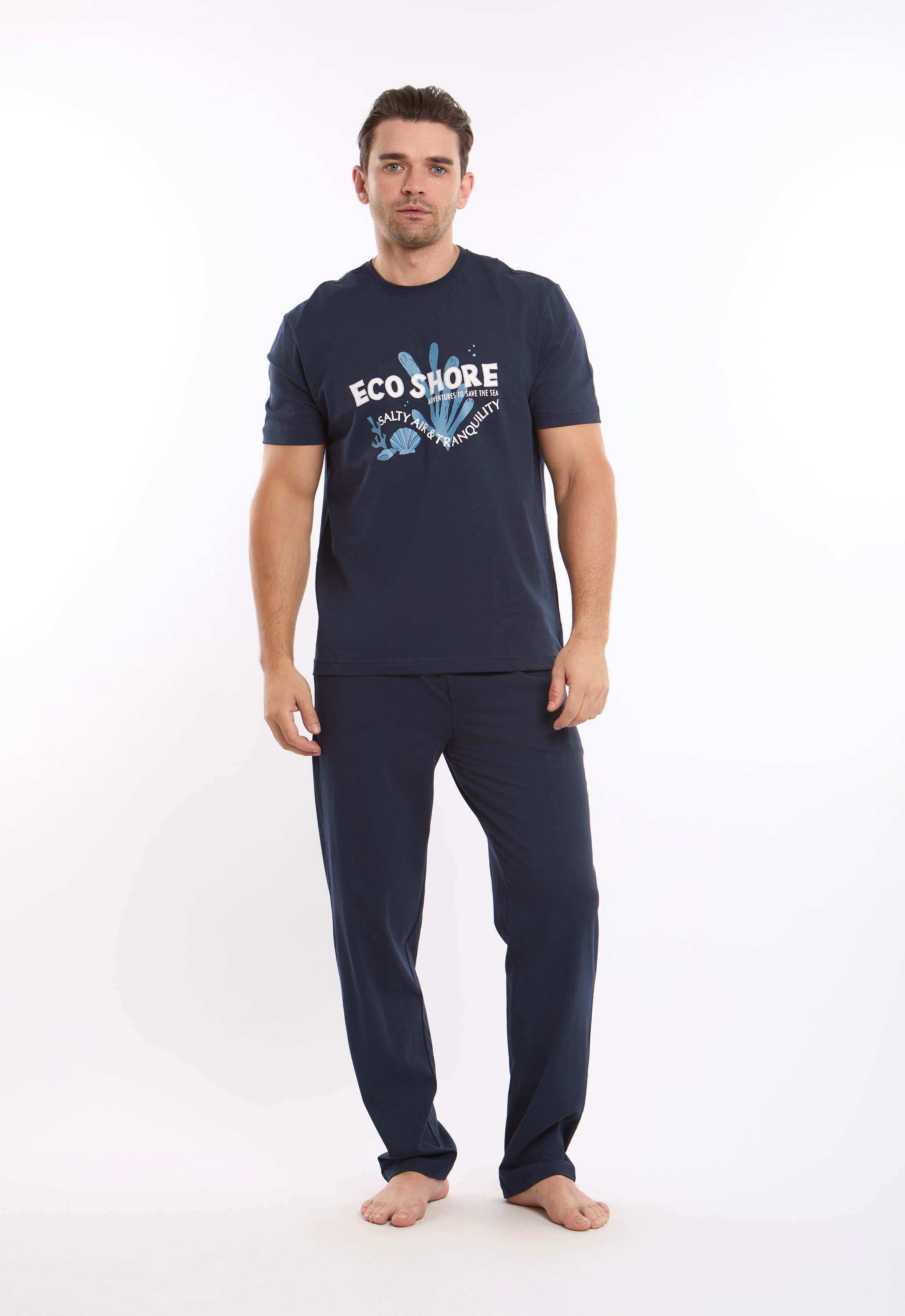 Printed Tee & Solid Pants Cotton Pajama Set