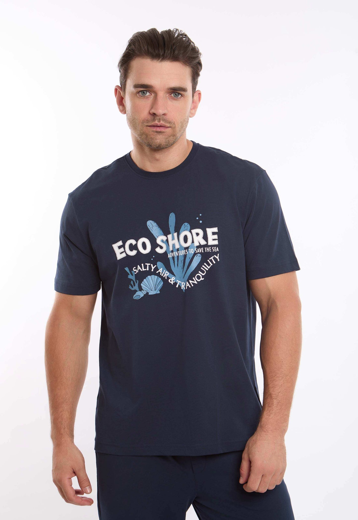 Printed Tee & Solid Pants Cotton Pajama Set