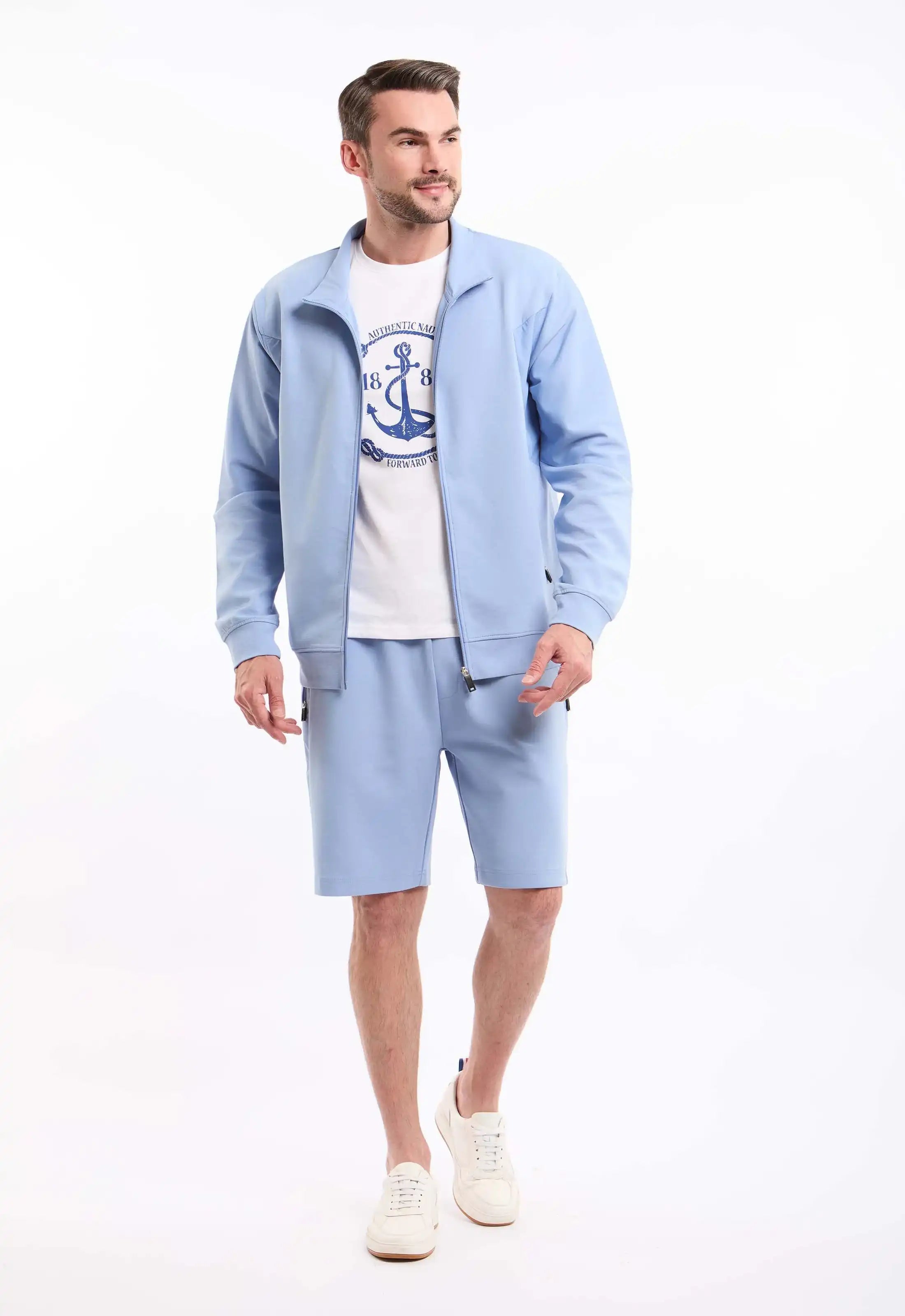 Stand Collar Zipped Solid Jacket