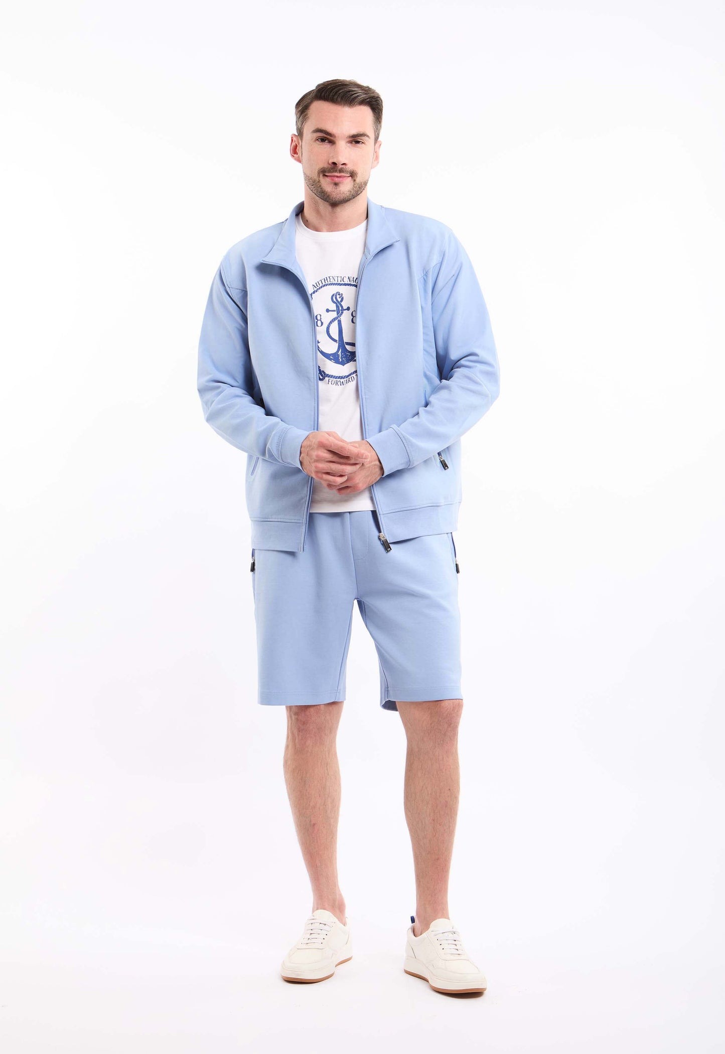 Stand Collar Zipped Solid Jacket