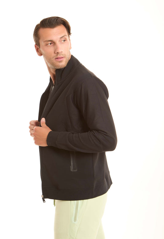 Stand Collar Zipped Solid Jacket