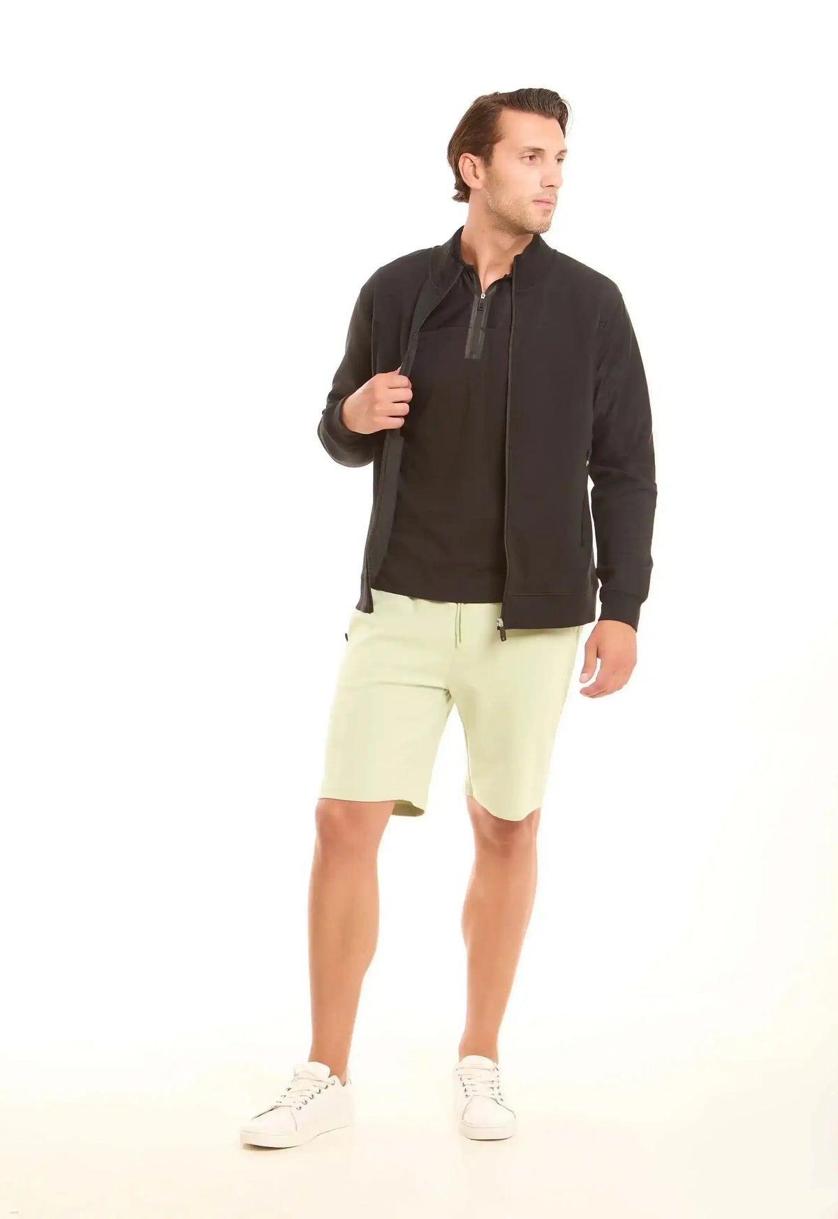 Stand Collar Zipped Solid Jacket