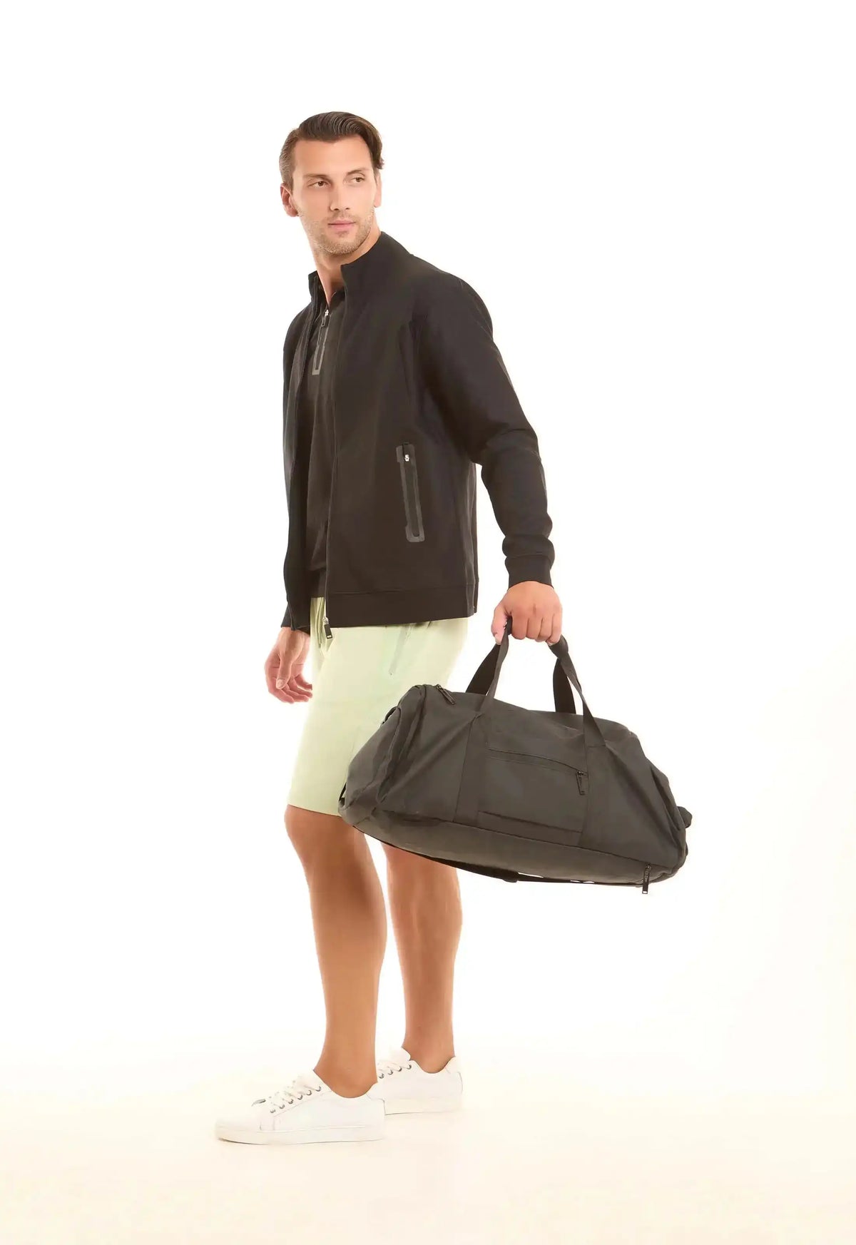 Stand Collar Zipped Solid Jacket
